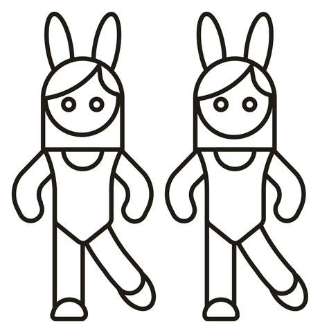 Women With Bunny Ears Coloring Page